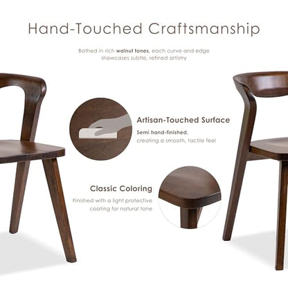 Furniture of America Nazaen III Mid-Century Modern Wood 21.5-inch Side Chairs with Rounded Backrest and Semi-Handmade for Home Kitchen, Dining Room, Rich Walnut (Set of 2) - color: Rich Walnut, size: Style 3