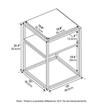 2-Tier Stackable Metal Frame End Table, Toolless Assembly Bedside Table, Night Stand with Open Shelf, Side Table, for Bedroom, Living Room, Columbia Walnut - color: Columbia Walnut, size: 2 Tier, Set of 1