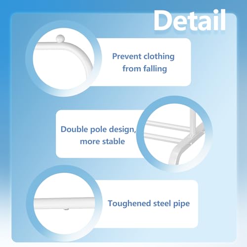 Metal Clothing Rack with Wheels, 43.3 Inches Rolling Clothes Garment Coat Rack with Bottom Shelf, Clothing Rack for Hanging Clothes, Coats, Skirts, Shirts, Sweaters, White - color: White, size: 43.3"W x 15.75"D x 61"H with wheels
