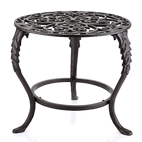 OwnMy Heavy Duty Cast Iron Plant Stand Vintage Iron Flower Pot Holder, Rustic Decorative Round Potted Plant Stand Rack, Indoor Outdoor Metal Plant Holder for Home Garden