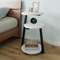 3-Tier Round End Table, Faux Marble Top Side Table with Sturdy Metal Legs, Modern Nightstand for Living Room, Bedroom, Small Spaces (Black) - color: Black