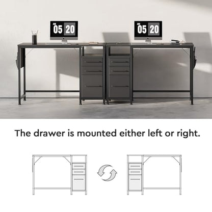 Ｍａｉｈａｉｌ Maihail Small Desk with Drawers, 40 inch Computer Desk with Shelves, Writing Desk with Storage, Small Office Desk with Metal Frame, Black - color: Black, size: 40 inch
