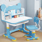Kids Desk and Chair Set, Height Adjustable Child's School Study Writing Tables, Kids Desk with Bookstand and Storage Drawer, Widened Desktop with Desktop for Boys and Girls (Blue-F) - color: Blue-f