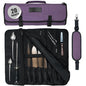 Asaya Waxed Nylon Chef Knife Roll Bag with 20 Slots and Zippered Pockets - Professional Chef Knife Bag & Storage Case, Tool Carrier with Shoulder Strap - Knives Not Included (Purple) - color: purple