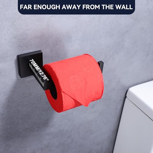 LANC Black Toilet Paper Holder, Bathroom Toilet Paper Roll Holder Wall Mounted for Bathroom Kitchen, Modern Matte Black TP Holder Dispenser Hangers Square SUS304 Stainless Steel, A8807MB - color: Matte Black, size: Right Hand(Screw)
