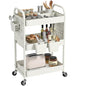 danpinera 3 Tier Rolling Cart with Retractable Dividers, Multi-Functional White Rolling Utility Cart with Pegboards, Hooks & Hanging Cups for Nursery, Living Room, Studio - color: White, size: with Dividers