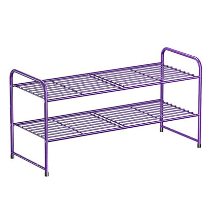 SUFAUY 2-Tier 33" Wide Shoe Rack Closet Metal Wire, Stackable, Purple - color: Purple