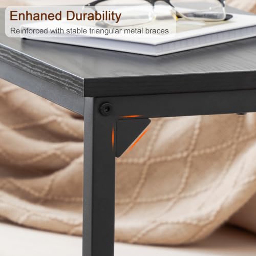 AMHANCIBLE C Shaped End Tables Set of 2, Couch Side Tables that Slide Under Sofa, Slim TV Trays for Living Room and Bedroom, Narrow Space Saving Laptop Workstation, Black, HET02BBK - color: Black