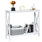 Julimoon Console Table with Storage Shelf, Narrow Accent Table X Form Frame, 2-Tier Sofa Side Table for Living Room/Bedroom/Entryway/Hallway, Easy Assembly, 39.5’’X12’’X31.5’’ (White) - color: White