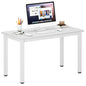 DlandHome 39 inches Small Computer Desk for Home Office, White | Gaming Study Writing Desk, Modern Simple Computer Table, Sturdy Metal Frame, Adjustable Feet, Compact Modern Design - color: White + White, size: 39 inch