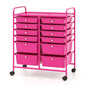 Moccha 12-Drawer Rolling Storage Cart - Utility Cart on Wheels with Lockable Casters for Craft Art Supply Paper Salon, Mobile Drawer Carts for Classroom Teacher School Office (Hot Pink) - color: Hot Pink, style: 12 Drawers