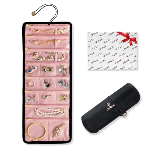 Travel Jewelry Organizer Case, Foldable Velvet Jewelry Roll for Women, Tangle-Free Necklace Storage Bag, Small Portable Jewelry Wrap for Rings, Earrings, Anti-Tarnish Travel Essentials, Black - color: Black