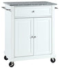 Crosley Furniture Compact Granite Top Small Rolling Cart with Shelves, Microwave Stand with Towel Rack, White - color: White, style: Gray Granite Top