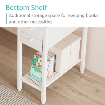 Lufeiya White Small Desk with Drawers - 40 Inch Computer Desk for Small Space Home Office, Modern Simple Study Writing Table PC Desks - color: White, size: 39.4"