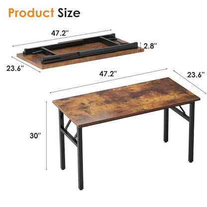 Need 47 inches Computer Desk Office Desk Folding Table with BIFMA Certification Computer Table Workstation, Rustic Brown AC5FB-120 - color: Rustic Brown, size: 47 inches