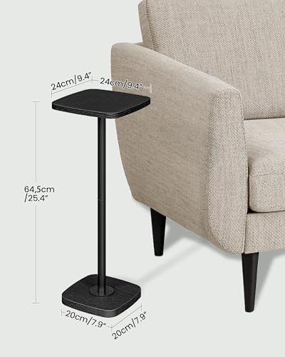 Small Side Table, Drink Table for Small Spaces, Square Martini Table with Pedestal, for Living Room, Bedroom, Black TBZ24BB - color: Black