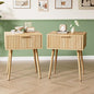 VINGLI Nightstands Set of 2, Fluted Night Stand with Drawer, Bedside Table, Wood Nightstand for Bedroom, Mid Century Modern End Tables, Natural Oak, 18.9" W*14.96" D*24" H - color: Oak, size: 19"W-1 Drawer