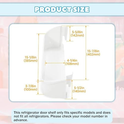 Kojem 240323001 Refrigerator Door Shelf Bin Compatible with Frigidaire Refrigerator Replacement for 240323007 240363707 891286 PS430206 - White 2PCS