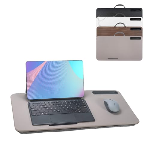 Portable Laptop Desk Fits Up to 16“ Laptops, with Tablet Slot, Built-in Cushion, Great for Home & Office,Lap Desk for Laptop,Lap Desk with Cushion (Gray, Large) - color: Gray, size: Large