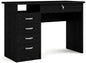 Furnifact Black Home Office Desk with 5 Drawers and Open Shelf, Lockable Storage Computer Desk and Study Table Ideal for Work from Home Setup