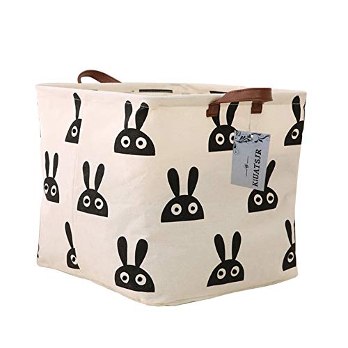 Square Storage Bins Canvas Collapsible Storage Basket with Handles - Organizer for Nursery, Kid's Toys & Laundry, Gift Baskets (Rabbit) - color: Rabbit