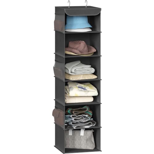 Simple Houseware 6 Shelf Hanging Closet Organizer, Dark Gray - color: Dark Gray, size: 6 Shelf