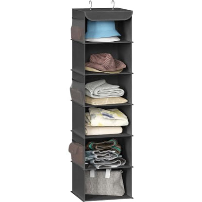 Simple Houseware 6 Shelf Hanging Closet Organizer, Dark Gray - color: Dark Gray, size: 6 Shelf