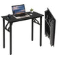 Panana Small Foldable Computer Desk, 31.5 inch Folding Home Office Desk for Small Spaces, Modern Simple Style for Home, Office, Study, Writing, No Assembly Required (Black, 31.5" x 15.7") - color: Black