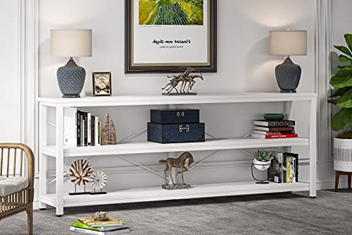 Tribesigns 71" Sofa Tables,Extra Long Couch Table, Narrow Long Console Table, Entryway Table,Sofa Table with 3 Tiers Storage Shelves (White) - color: White