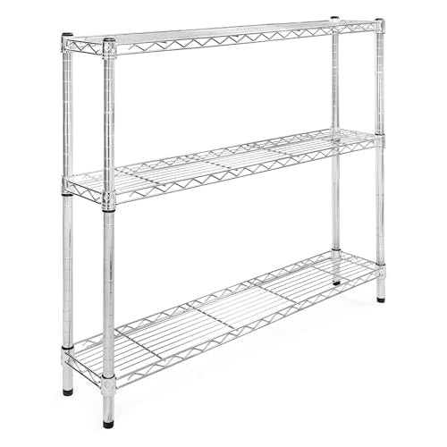 Shelving Inc. 8" d x 42" w Chrome Wire Shelving with 3 Tier Shelves, Weight Capacity 800lbs Per Shelf - size: 8" d x 42" w x 34" h
