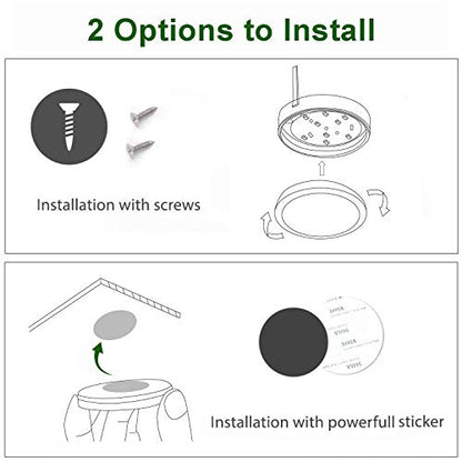 AIBOO Under Cabinet LED Black Cover Puck Lighting Kit with Touch Dimmer Switch for Kitchen Cupboard Closet Lighting (3 Lights,Warm White) (Pack of 2) - color: Warm White, size: 3 lights (Pack of 2)