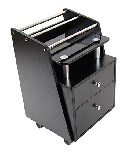 J&A Glass Top Pedicure Cart - color: Black