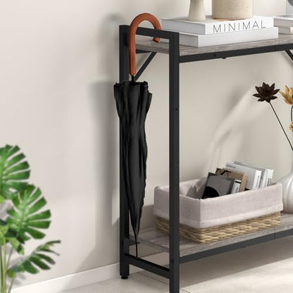 Livofloral Narrow Console Table, Small Entryway Table, Sofa Table with 2 Support Bar, Industrial Couch Table, Thin Side Table, Display Table for Living Room, Hallway, Bedroom, Foyer, Grey - color: Grey