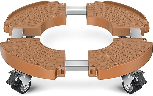 VANCASTLE Plant Caddy with Lockable Wheels 15-22'' Adjustable Plant Stand | Heavy Duty 450lbs Capacity with Wheels Rolling base, Plant Dolly for Flower Pot Mover Indoor Outdoor, Khaki, 1 Pack - color: Adobe, size: 1