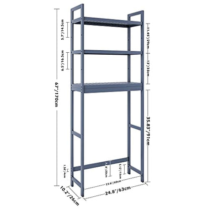 SMIBUY Bathroom Storage Shelf, Bamboo Over-The-Toilet Organizer Rack, Freestanding Toilet Space Saver with 3-Tier Adjustable Shelves (Grey) - color: Grey