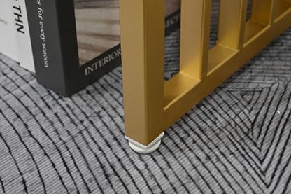 ZeHuoGe Modern Luxury Gold Metal Frame Console Table, Chic Entryway Table with Storage Shelf for Living Room Decor