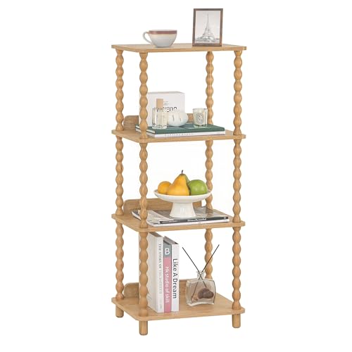 Fultyle Bookshelf, 4-Tier Wooden Bookcase with Open Shelves, Modern Book Shelf for Small Spaces, Bedroom, Living Room and Office with Solid Wood Legs (Rustic Walnut) - color: Rustic Walnut
