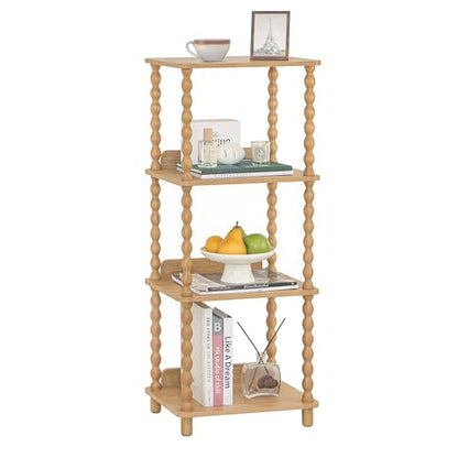 Fultyle Bookshelf, 4-Tier Wooden Bookcase with Open Shelves, Modern Book Shelf for Small Spaces, Bedroom, Living Room and Office with Solid Wood Legs (Rustic Walnut) - color: Rustic Walnut