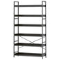 HCHQHS Bookshelf, Adjustable Industrial Bookcase, Vertical Tall Book Shelf, Wood and Black Metal Open Bookshelves for Home Office, Living Room, Bedroom (Black, 6-Tier (31" W x 70" H)) - color: Black, size: 6-Tier (31"W x 70"H)