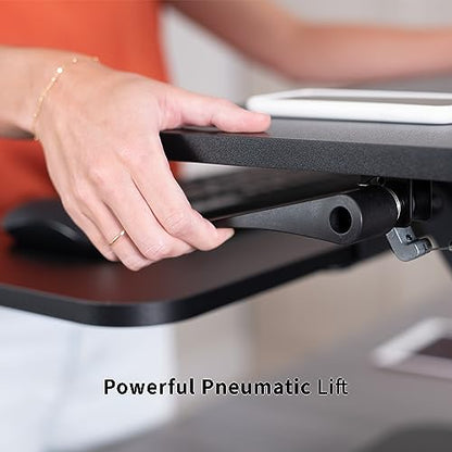 VIVO Black Height Adjustable 25 inch Standing Desk Converter, Compact Sit Stand Tabletop Monitor Riser Workstation, DESK-V001G