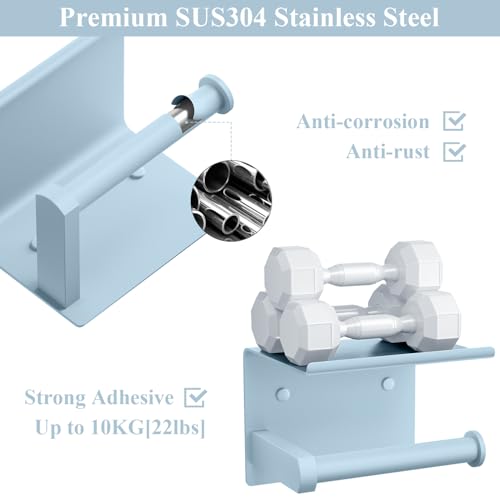 Toilet Paper Holder with Shelf Wall Mounted Toilet Paper Roll Dispenser | Heavy Duty Stainless Steel Sky Blue - color: I-sky Blue