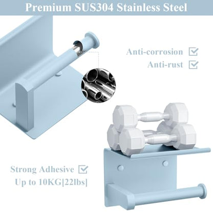 Toilet Paper Holder with Shelf Wall Mounted Toilet Paper Roll Dispenser | Heavy Duty Stainless Steel Sky Blue - color: I-sky Blue