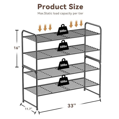Shoe Rack 2 Tier 33” Heavy Duty Metal Closet Shoe Organizer Shelf,Black - color: Black, size: 2 Tier(32 inch)