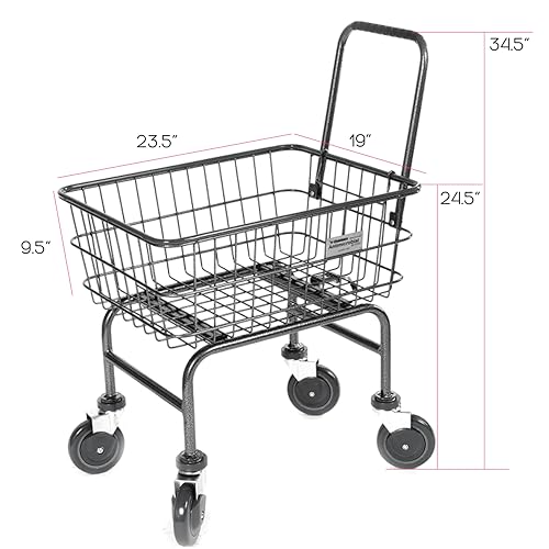 Rolling Laundry Cart with Wheels, Metal Wire Basket, Heavy Duty Utility Cart (Blue) - color: Blue