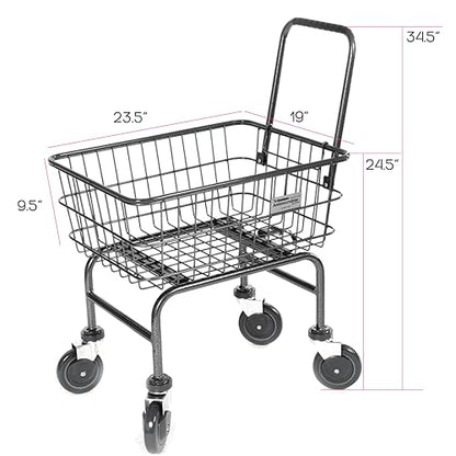Rolling Laundry Cart with Wheels, Metal Wire Basket, Heavy Duty Utility Cart (Blue) - color: Blue