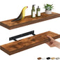 Ballucci Floating Shelves, 24" Wood Wall Shelf Set of 2, with Invisible Brackets for Bathroom, Living Room, Bedroom, Kitchen, Nursery, 6" Deep, Rustic Brown - color: Rustic Brown, size: 23.6 inches