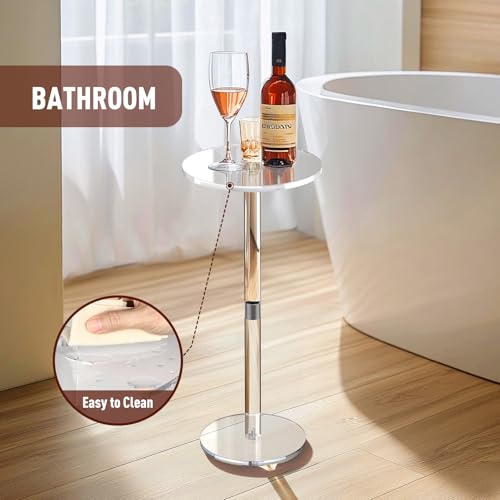9.8" Round Clear Acrylic End Table - Modern Small Space Side Table for Living Room, Bedroom, Office, Outdoor | Sturdy, Easy to Install, Multi-Purpose - size: Small-9.8in