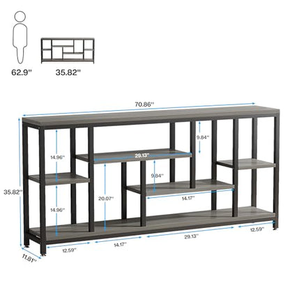 Tribesigns Console Sofa Table, 70.9 inch Extra Long Console Table Behind Couch with Storage Shelves, 3-Tier Modern Narrow Entryway Hallway Accent Table for Living Room, Grey - color: Grey