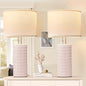 Reaketon Table Lamps for Living Room Set of 2, Ceramic Table Lamps for Bedroom, 20" Modern Lamps for Night Stands, Pink - color: Pink