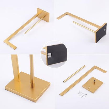 GERZWY Gold Toilet Paper Holder Free Standing with Reserve Stainless Steel Tissue Roll Holder Floor Stand Storage DZY004-BE - color: Gold